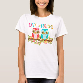 Baby Owls - One of Each! Twins - Maternity Shirt
