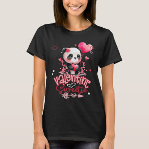 Baby Panda Adorable Valentine Sweetie With Hearts  T-Shirt
