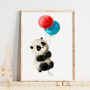 Baby Panda Balloon Print   Panda Watercolor Print