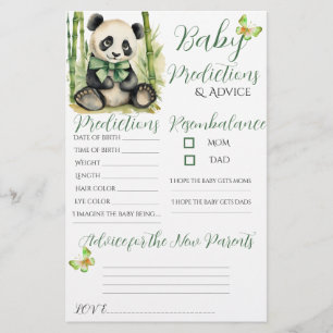 Baby Panda Bear Baby Predictions Advice Card