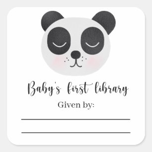 Baby Panda Bear - Baby Shower bookplate Square Sticker
