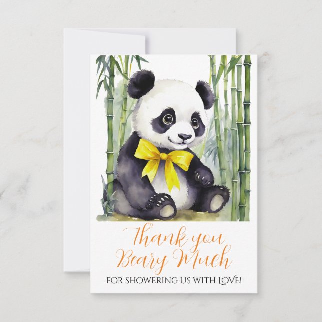 Baby Panda Bear Baby Shower Non Gender Thank You Card (Front)