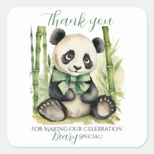 Baby Panda Bear Baby Shower Thank You Square Sticker
