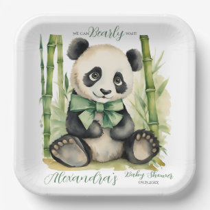 Baby Panda Bear Bearly Wait Baby Shower Paper Plate