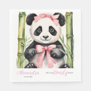 Baby Panda Bear Bearly Wait Girls Baby Shower Napkin