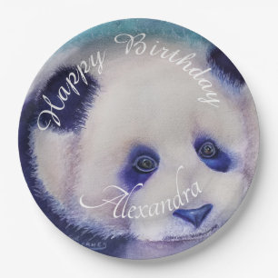 Baby Panda Bear Happy Birthday Paper Plate