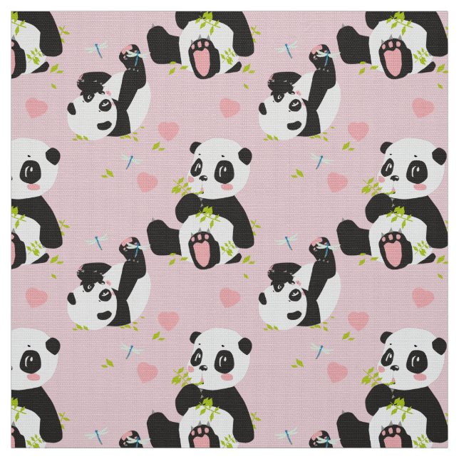 Baby Panda Bear Pink Fabric (Swatch)