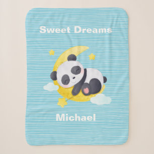 Baby Panda Bear Sweet Dreams Personalised Sherpa Blanket