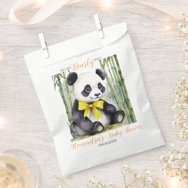 Baby Panda Bearly Wait Gender Neutral Baby Shower Favour Bags (Clipped)