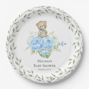 Baby Panda Blue Balloons Shower   Paper Plates