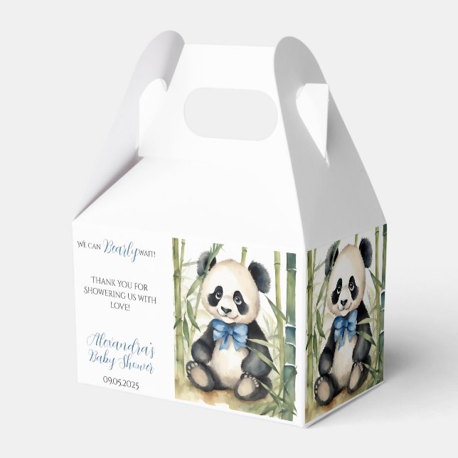 Baby Panda Boy Bear Bearly Wait Baby Shower Favour Box (Front Side)