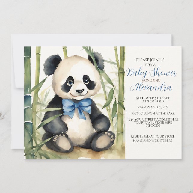 Baby Panda Boy Bearly Wait Baby Shower Invitation (Front)