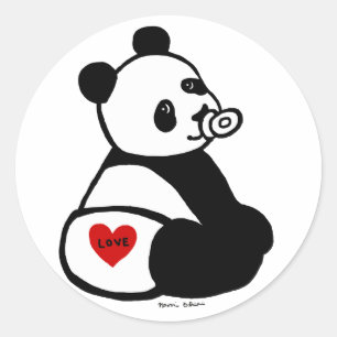 Baby Panda Cartoon Classic Round Sticker