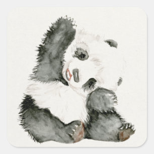 Baby Panda   Cute & Furry Square Sticker