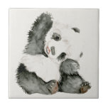 Baby Panda | Cute & Furry Tile<br><div class="desc">This watercolor print features a soft furry panda bear  | By Melissa Wang</div>