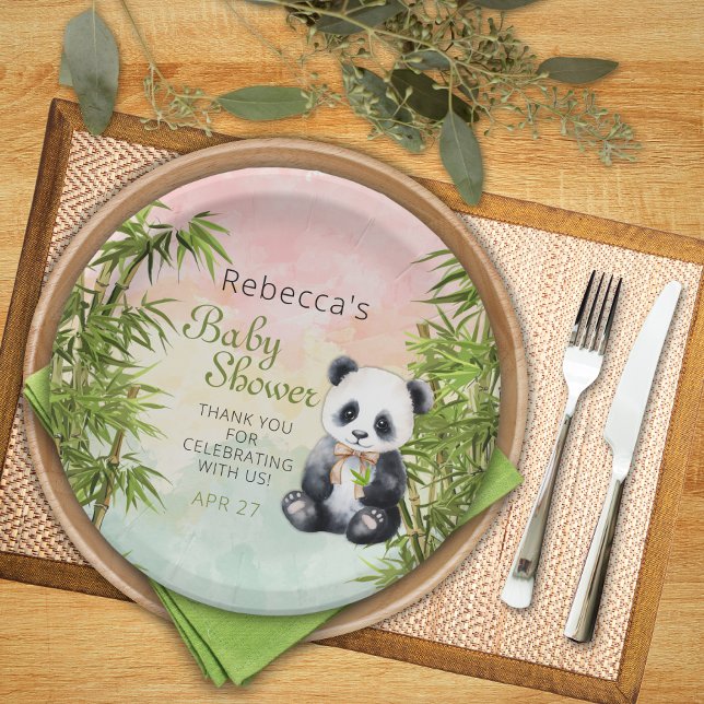 Baby Panda Gender Neutral Baby Shower  Paper Plate (Creator Uploaded)