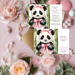 Baby Panda Girl Bearly Wait Baby Shower Invitation