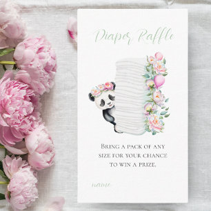 Baby Panda Peonies Jungle Baby Diaper Raffle Enclosure Card