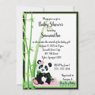Baby Panda Pink Invitation