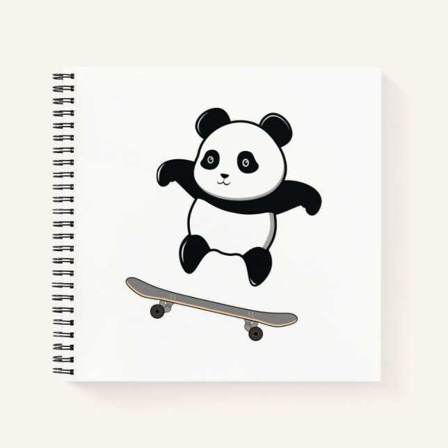 Baby Panda Skateboard Notebook (Front)