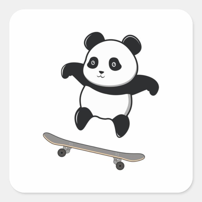 Baby Panda Skateboard Square Sticker (Front)