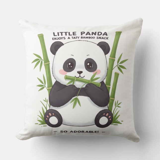 Baby Panda Snack Time Graphic Design Cushion (Front)