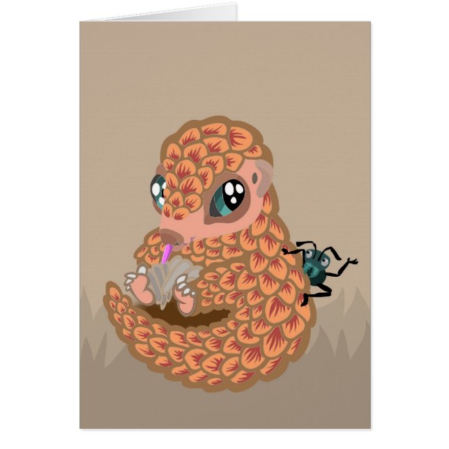 Baby pangolin with ant (Front)