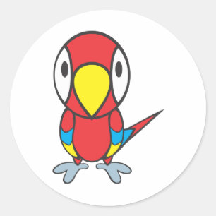 Baby Parrot Cartoon Classic Round Sticker