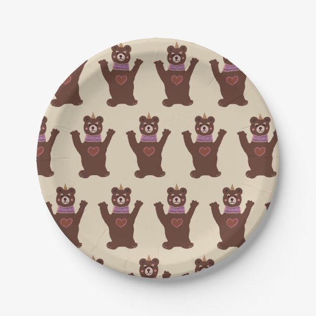 Baby Party Custom Paper Plates 7 in Bear (Front)