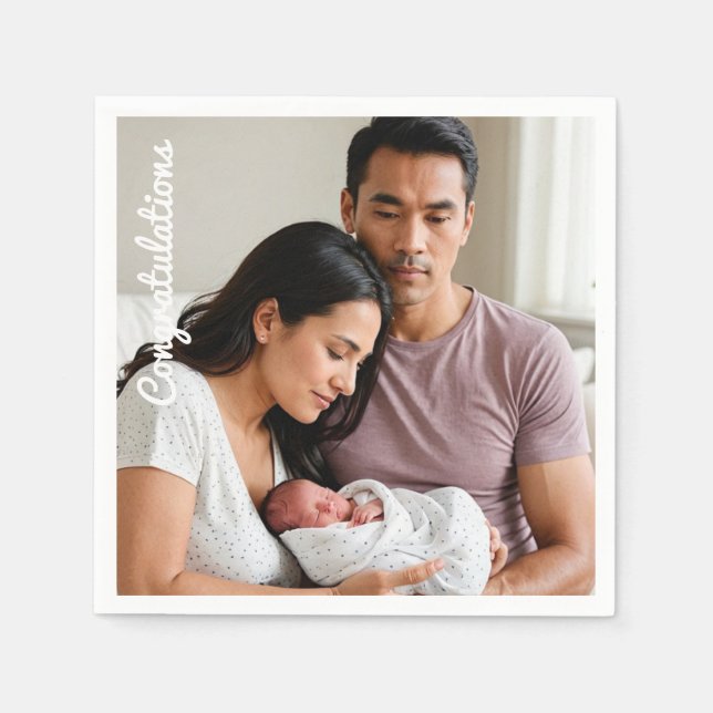 baby party photo congratulations  sip and see  napkin (Front)