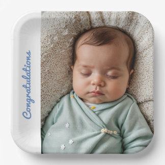 baby party photo congratulations sip and see  paper plate