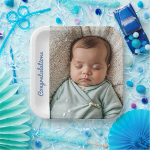 baby party photo congraulations paper plate