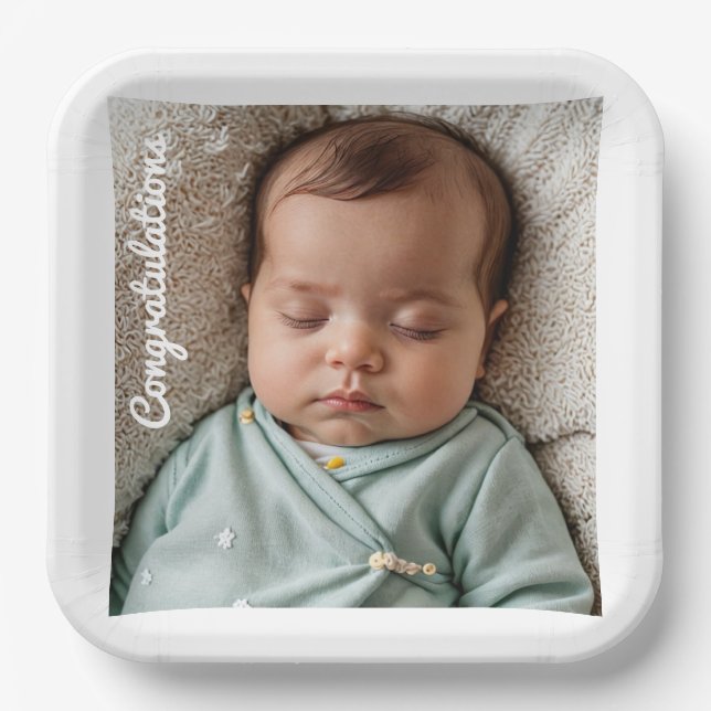baby party photo congraulations paper plate (Front)