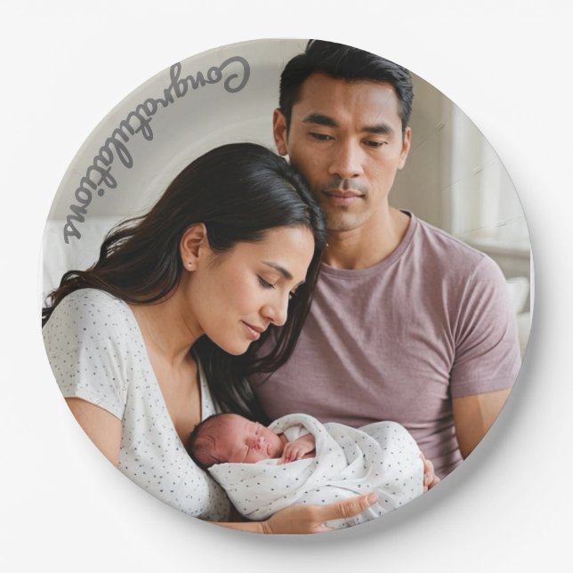 baby party photo Paper Plate sip and see (Front)