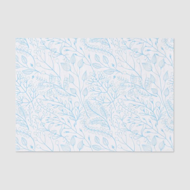 Baby Pastel Light Blue Floral Elegant Wedding   Tissue Paper (Front)