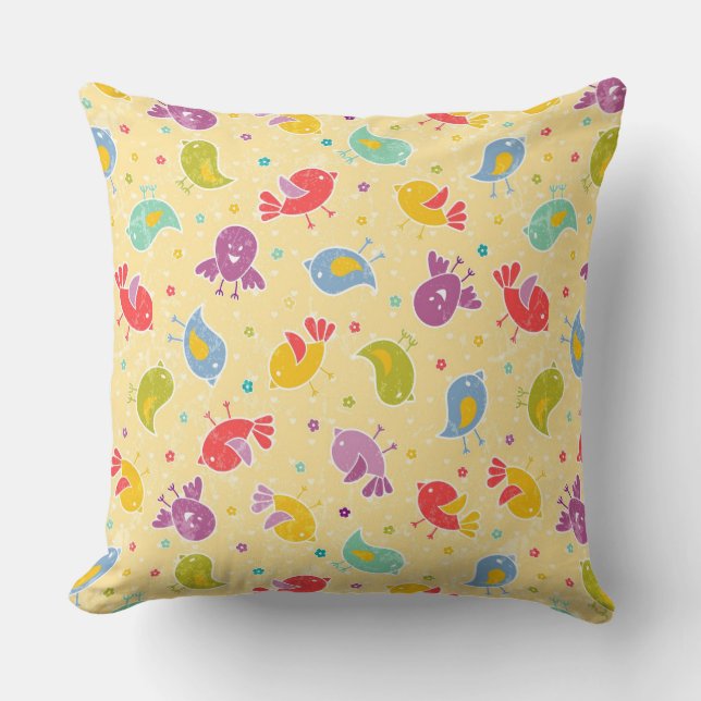 Baby pattern with cute birds cushion (Front)