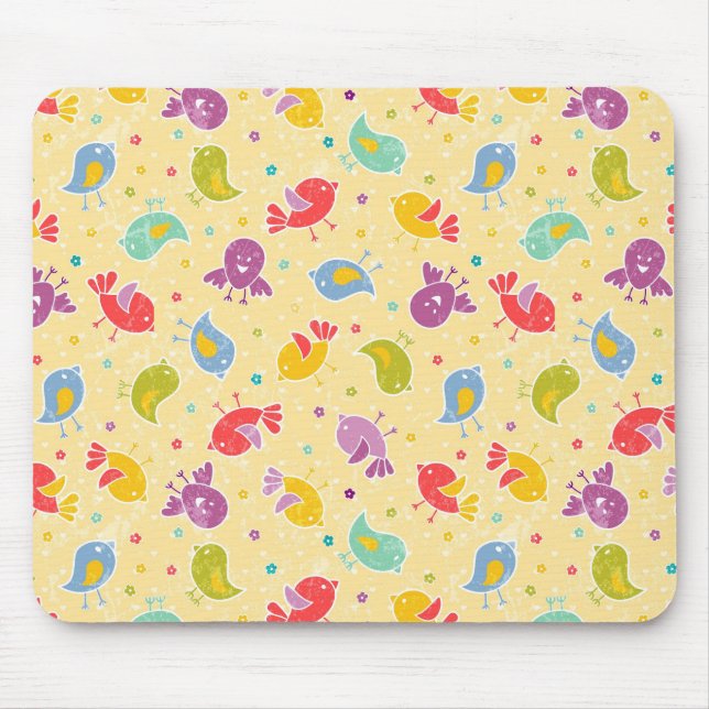 Baby pattern with cute birds mouse mat (Front)