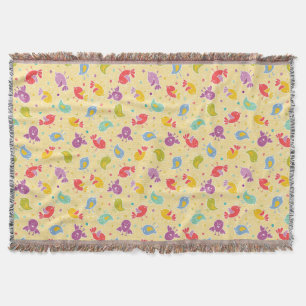 Baby pattern with cute birds throw blanket