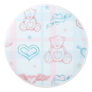 baby pattern with teddy bear ceramic knob