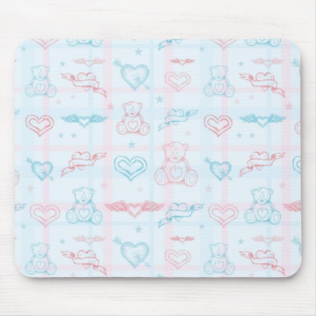 baby pattern with teddy bear mouse mat (Front)