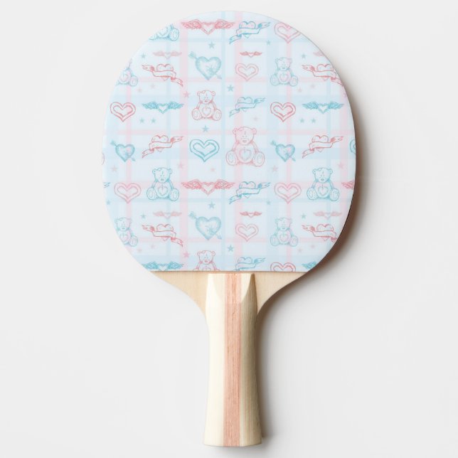 baby pattern with teddy bear ping pong paddle (Front)