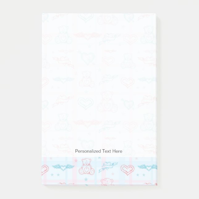 baby pattern with teddy bear post-it notes (Front)