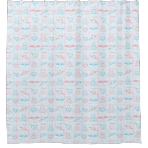 baby pattern with teddy bear shower curtain
