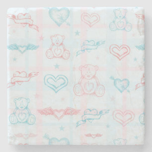 baby pattern with teddy bear stone coaster