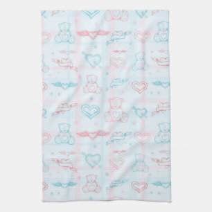 baby pattern with teddy bear tea towel
