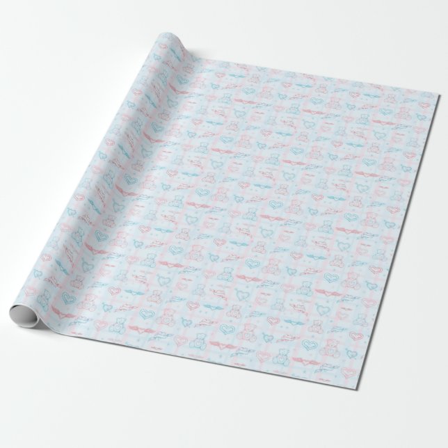 baby pattern with teddy bear wrapping paper (Unrolled)