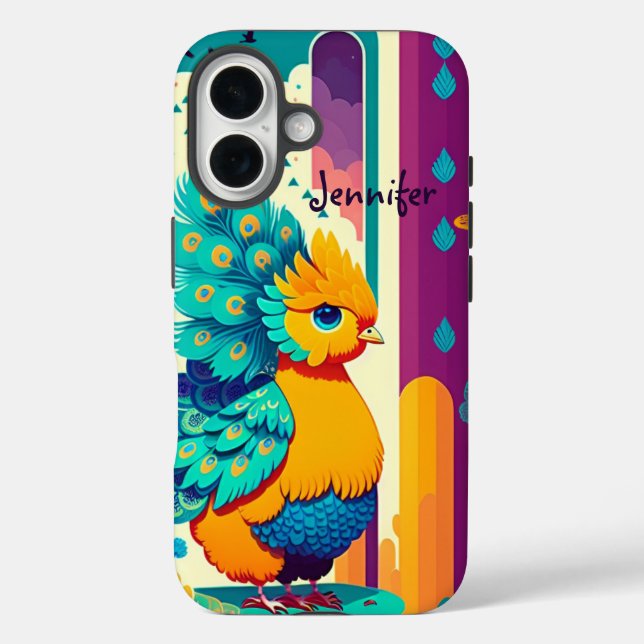 Baby peacock design with custom name Case-Mate iPhone case (Back)