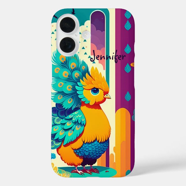 Baby peacock design with custom name Case-Mate iPhone case (Back)