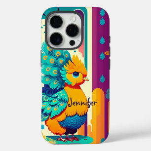 Baby peacock design with custom name iPhone 16 pro case