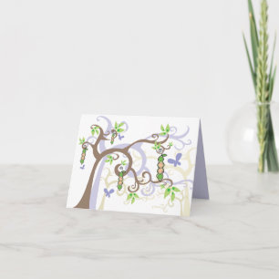 Baby Peas in Pod Twin Boys & Girl Thank You Note Card